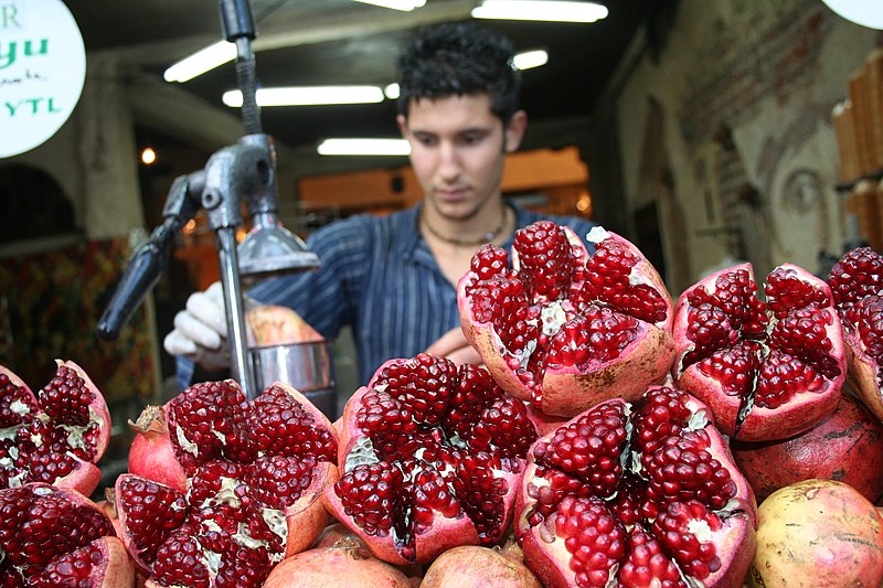 freshly squeezed pomegranate juice. From Best Street Foods in Istanbul, Turkey