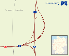 Schéma de l'Échangeur de Neuenburg (de) Autobahndreieck Neuenburg