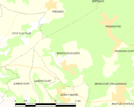 Mapa obce Bassoles-Aulers