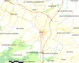 Mapa obce Sées