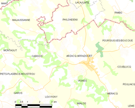 Mapa obce Arzacq-Arraziguet