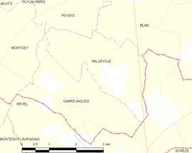 Mapa obce Palleville