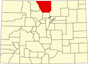 Карта Колорадо с выделением округа Лаример