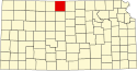 Harta statului Kansas indicând comitatul Smith