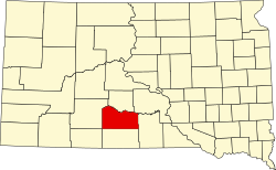 map of South Dakota highlighting Mellette County