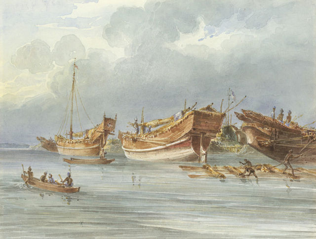 Ships at from Chittagong harbor, 1828