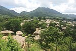 Village with traditional thatched-roof houses