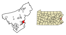 Northampton County Pennsylvania Incorporated and Unincorporated areas Easton Highlighted.svg