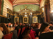 The Old Hall, decorated by Morris, Marshall, Faulkner & Co. in the 1860s, as seen in 2014 Old Hall, Queens' College, Cambridge.JPG