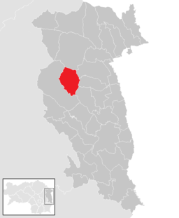 Kommunens läge i distriktet Hartberg-Fürstenfeld
