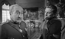 Adolphe Menjou (left) and Kirk Douglas (right) in Paths of Glory (1957) Paths of Glory trailer 2.jpg