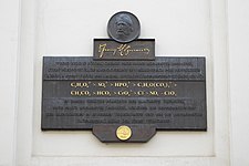 Pamětní deska připomínající působení Franze Hofmeistera v Praze
