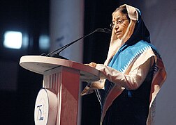 President of India, Pratibha Patil, is seen here speaking at The Doon School during the school's Platinum Jubilee celebrations in October 2010.