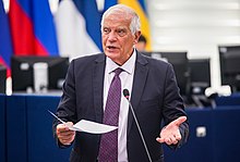 High Representative Josep Borrell addressing the European Parliament in September 2022. Questions and Answers with EU Foreign Policy Chief Josep Borrell (52359673259).jpg