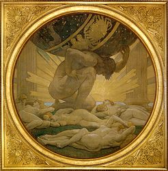 Atlas und die Hesperiden. (Gemälde von John Singer Sargent, 1925, Museum of Fine Arts, Boston)
