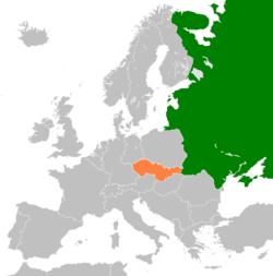 Map indicating locations of Soviet Union and Czechoslovakia