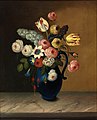 Still life, flowers in a blue jug, W.B. Gould