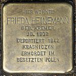 Stolperstein für Frieda Heinemann (Bismarckstraße 17)