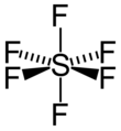 Figure 2. Octahedral structure of SF6. Proper rotations of SF6 are 5C2, 4C3 and 3C4 and we call C4 the principal axis of SF6.