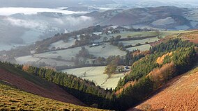 Image of the view of the Dee Valley from Moel Y Gamelin