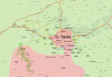 Situation in Ta'izz, mid-July 2015 Taizz (July 15 2015).svg