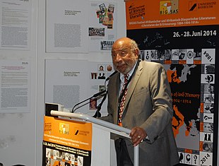 Theodor Wonja Michael pictured given a speak in Bayreuth in 2014