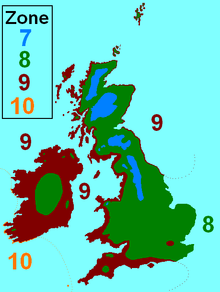 Britain and Ireland's hardiness zones, USDA scale, 2006 UK zonemap.png