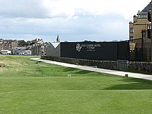 The hotel obstructs the 17th (The Road Hole) fairway on the Old Course. Previously they were railway sheds.
