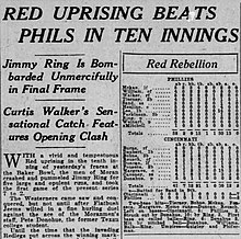 The Philadelphia Inquirer's first reference to the Phillies new ballpark as "Baker Bowl" on July 11, 1923 19230711BakerBowl.jpg
