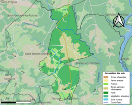 Carte en couleurs présentant l'occupation des sols.