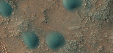 Close, color view of dome sand dunes, as seen by HiRISE under HiWish program
