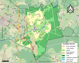 Carte en couleurs présentant l'occupation des sols.