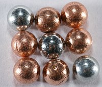 Steel BBs coated with copper and nickel BB copper and nickel plated.jpg