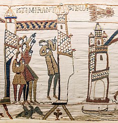 Halley's Comet appeared in 1066, prior to the Battle of Hastings, and is depicted in the Bayeux Tapestry. Bayeux Tapestry scene32 Halley comet.jpg
