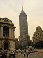 Balról jobbra: a Szépművészeti Palota, a Torre Latinoamericana és az Edificio La Nacional