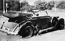 The car in which Reinhard Heydrich was assassinated Bundesarchiv Bild 146-1972-039-44, Heydrich-Attentat.jpg