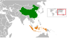 نقشهٔ موقعیت اندونزی و چین.