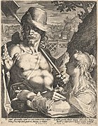 Cristu, como xardineru, cola Madalena (Noli me tangere), grabáu d'Egidius Sadeler a partir d'un dibuxu de Bartholomäus Spranger.