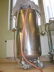 Tank containing embalming fluid Container containing embalming fluid.jpg