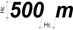 Composition de l’indication de distance en fonction du type et de la hauteur des caractères