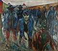 『家路につく労働者』1913-15年。227 × 201 cm。ムンク美術館[152]。