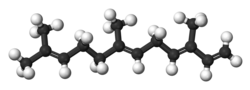 Ball-and-stick model of (E,E)-α-farnesene