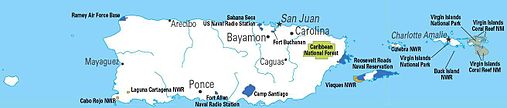 Карта Пуэрто-Рико и Американских виргинских островов