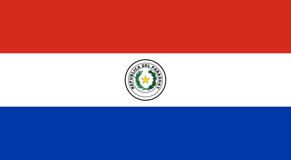 Image of the front side of the Paraguay flag. 