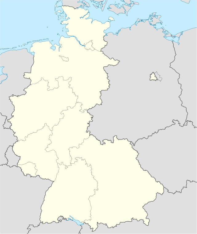 Map of West Germany (the Federal Republic of Germany between 1949 and 1990)