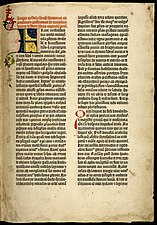 کتاب مقدس گوتنبرگ (۱۴۵۱–۱۴۵۲). از جوهر سیاه برای چاپ کتاب استفاده می‌شد ، زیرا بیشترین تضاد را با کاغذ سفید ایجاد می‌کرد و واضح‌ترین و آسان‌ترین رنگ برای خواندن بود.