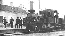 Tåg vid järnvägsstationen år 1914