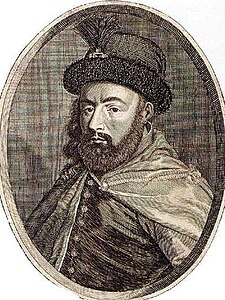 Drawing of bearded man wearing an ornate hat