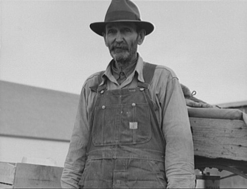 Agricultor norte-americano vestindo macacão, Bonners Ferry, Idaho 1939