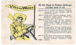 Iowa Equal Suffrage Association postcard from 1910